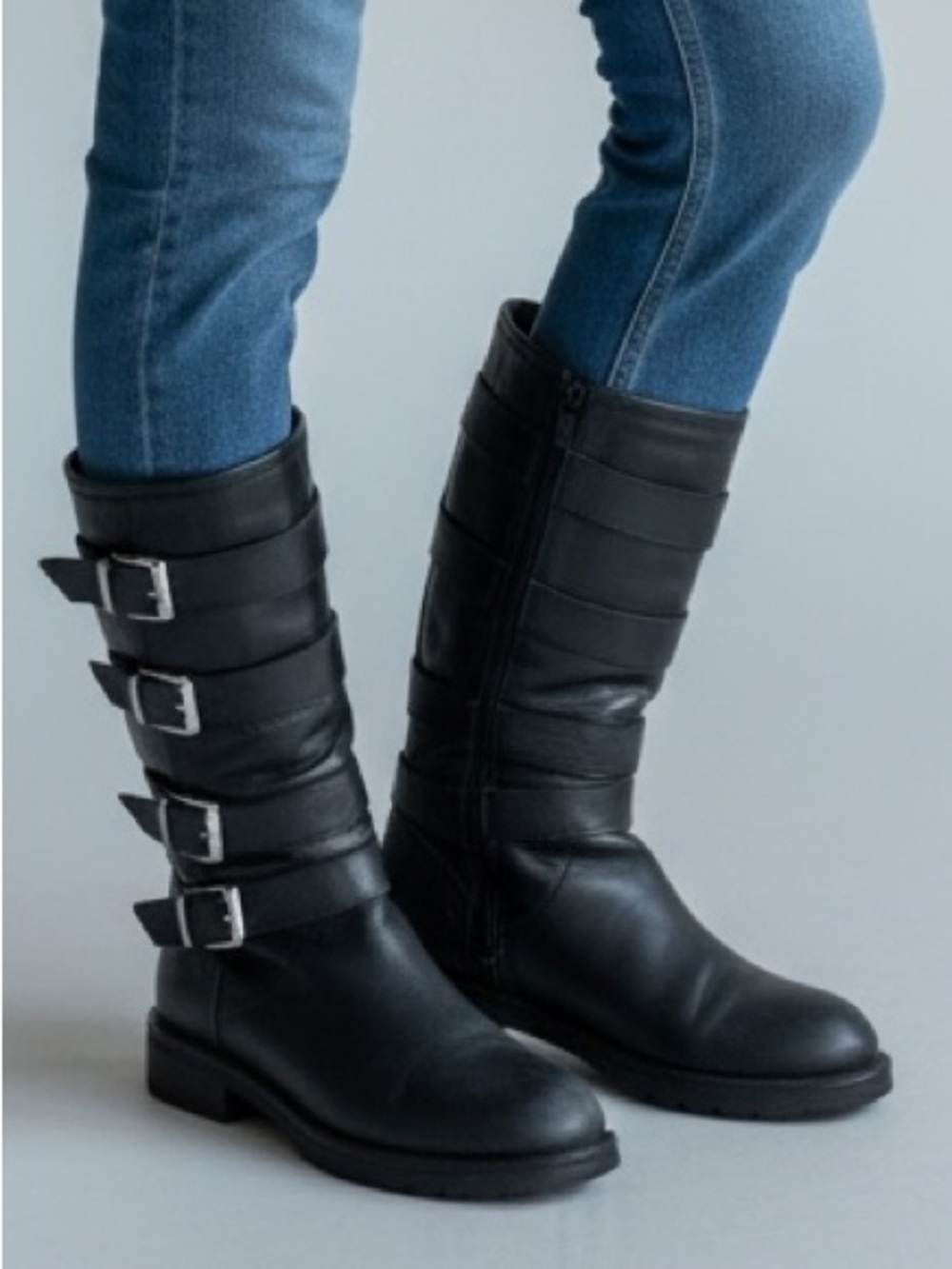 Aquatalia “Swell” Leather Moto Boots